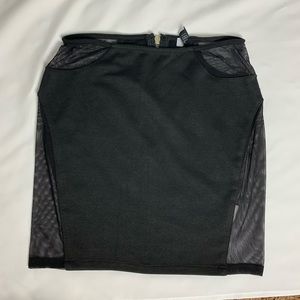 Mesh Cut Out Black Mini Skirt Tobi